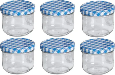 Immagine prodotto di EMSY Schraubdeckelglas Sturz mit 82mm TO-Deckel kariert 250 ml 6er Pack 121675 4012699590256