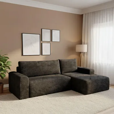 Immagine prodotto di Folgarida - Divano Letto con Penisola, 268x163 cm Nero, Contenitore