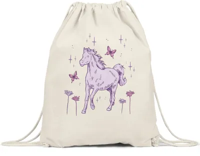 Produktbild von Pferd Turnbeutel Gymsack Pferde Hengst Stute Hobbie Pferdeflüsterer Pferdeliebhaber Reiten Spirit Reiterin Schmetterlinge