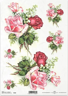 Produktbild von ITD Reispapier Decoupage Bastelpapier Serviettentechnik-ITD-R0330 Rosen