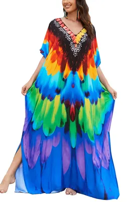 Produktbild von Langes, ethnisch inspiriertes Sommerkleid für Damen, Maxikleid im Kaftan-Stil