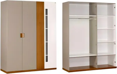 Produktbild von Grau Holz Kleiderschrank modern eleganter Stauraum