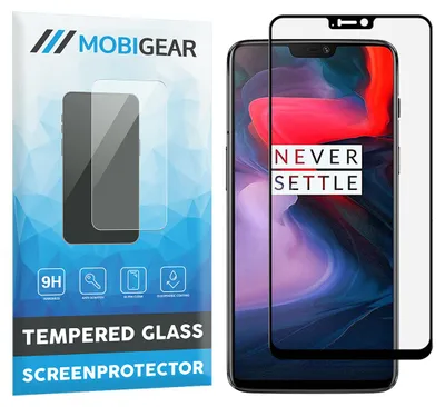 Produktbild von Mobigear Premium Displayschutz für OnePlus 6, gehärtetes Panzerglas, Displayschutzfolie - kompatibel mit Hüllen - Schwarz