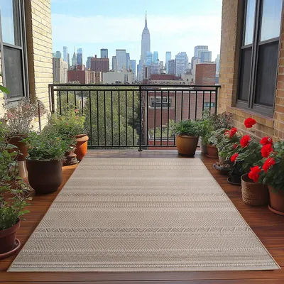 Productafbeelding van Ayyildiz Buiten- en terraskleden Beige 80x250 cm buitenkleed, weer- en UV-bestendig, voor keuken, balkon, terras, tuin, woon- en eetkamer, Scandinavische stijl