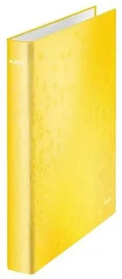Obrázok produktu pre Krúžkový šanón, 4 D krúžky, 40 mm, A4 Maxi, kartón, LEITZ "Wow", žltá