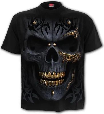 Produktbild von Spiral T-Shirt Herren Black Gold schwarz Gothic, Horror, Rockwear 100% Baumwolle L