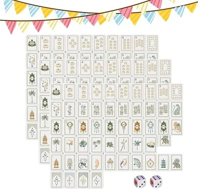Imagen del producto de Fichas de mahjong, 160 unidades, de acrílico, estilo americano, con dados