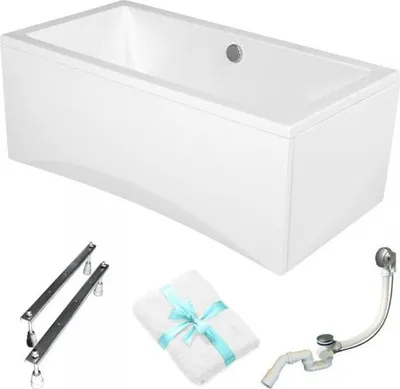 Produktbild von Cersanit | Badewanne - Rechteckbadewanne Intro - 160x75 Cm - Mit Weißer Verkleidung - Siphon Inklusive - Regulierbare Füße