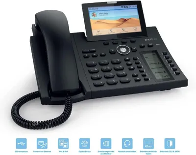 Produktbild von Snom D385N, IP-Telefon, Schwarz, Kabelgebundenes Mobilteil, Tisch/Wand, Linux, Im Band, Außerhalb des Bandes, SIP-Info