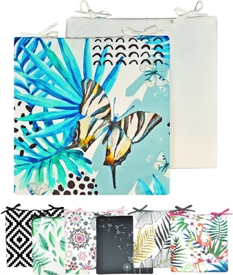 Produktbild von JACK Motiv Outdoor Wende Stuhlkissen 40x40cm Lounge Kissen Wasserfest Sitzkissen Garten Lotus Effekt, Farbe:Schmetterling Blau