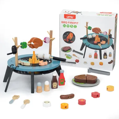 Produktbild von Outdoor-Spielküche Kindergrill Outdoor Holz, BBQ Kinderküche Zubehör 45 St. Spielzeug