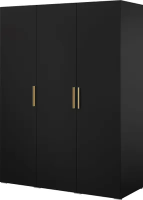 Kleiderschrank, Drehtürenschrank Schwarz mit Ablageflächen und Kleiderstangen Breite 150 cm