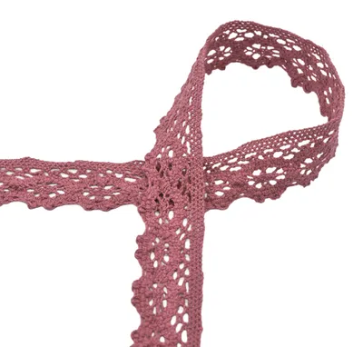 Baumwoll-Spitze 3 m x 30 mm Zierband Klöppeloptik Häkelborte Klöppelspitze Dekospitze mauve