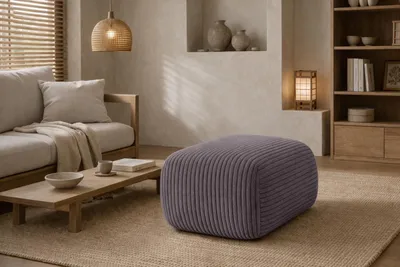 Produktbild von Kaiser Möbel Hocker Sitzpouf für Wohnzimmer, Cordstoff Poso, Dunkelgrau, BIS
