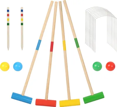 Image de TolleTour Jeu de croquet Set pour 4 joueurs Jeu de jardin extérieur Croquet Jeu familial Jeu en bois Enfants Adultes