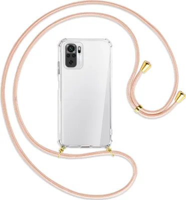 Produktbild von Handykette Backcover-Schutzhülle mit Band (Metall goldfarben) für Xiaomi Redmi Note 10 4G - rose peach