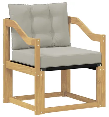 Image de Canapé d'extérieur vidaXL en bois massif d'acacia, blanc et gris clair