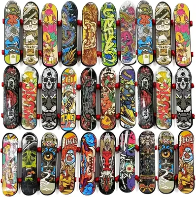 Image de Mini-skateboards pour les doigts, lot de 30, skateboards miniatures professionnels, jouets colorés pour enfants