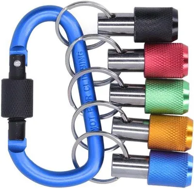 Immagine prodotto di Supporto per punte a esagono da 1/4 di pollice - Adattatore per trapano con moschettone - Pratico e versatile - Moschettone blu - Accessorio per cacciavite