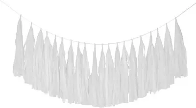 Produktbild von 6x Tassel-Girlande aus Papier weiß 3m