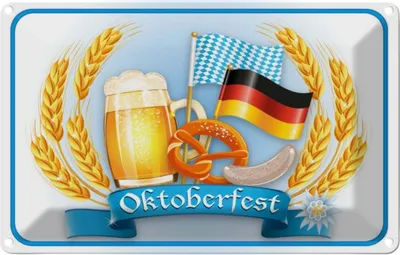 Produktbild von vianmo Blechschild 20x30 cm   Bier Brezel Wurst Essen Trinken Feiern Party