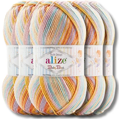 Produktbild von Alize 5x 100g Baby Best Batik Wolle mit Farbverlauf, Antipilling, Häkeln, Stricken (7931)