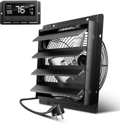 Image de Ventilateur d'extraction industriel de 350 mm, équipé d'un moteur EC, d'un capteur de température et d'humidité, et d'un boîtier métallique