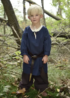 Produktbild von Kinder Mittelalter-Tunika Arn, blau - Mittelalterhemd Ritterkostüm Hemd Wikinger Größe: 128