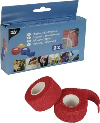 Produktbild von 2 Rollen Pflaster, selbsthaftend 5 m x 2,5 cm rot