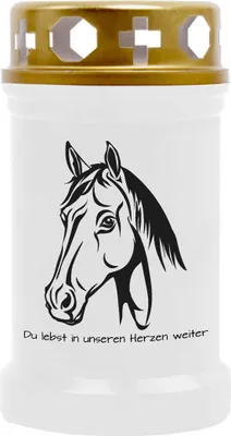 Image de Bougie funéraire (blanche) Bougie funéraire d'une durée de combustion d'environ 40 heures - Cheval Tête de cheval 2