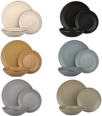 Image de Lot de 18 assiettes en céramique colorées