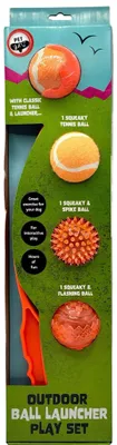 Hunde Ballwerfer-Set mit 2 Tennisbällen, Spike- und Blinkball