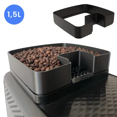 Produktbild von Kaffeebohnenbehälter Erweiterung geeignet für Philips EP 1200 – 2200 – 5400 – Zubehör für Philips Kaffeevollautomaten – 1.5L