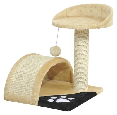 Obrázek produktu pro Kočičí škrábací strom s sisalovými sloupky | Barva: Béžová | Rozměry: 14,17 x 14,17 x 17,32 cm
