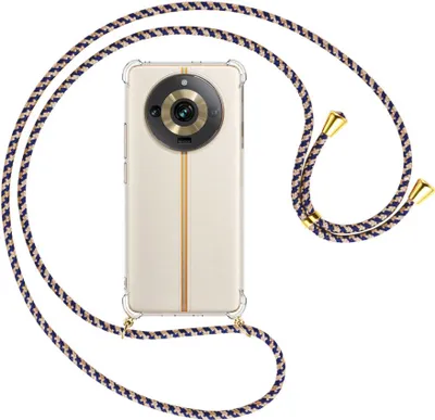 Produktbild von Handykette Backcover-Schutzhülle mit Band (Metall goldfarben) für Realme 11 Pro (6.7'') - blau+beige