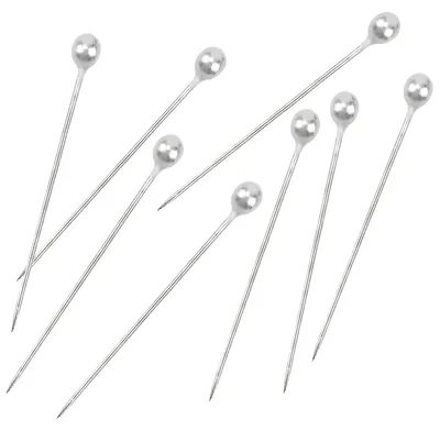 800 Stecknadeln mit Glaskopf, weiß, 37 mm, rostfrei