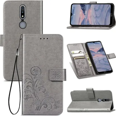 Zdjęcie produktu dla König Design Cover kompatybilny z Nokia 45018 Pokrowiec na telefon komórkowy ze skóry syntetycznej - Etui na telefon komórkowy szare