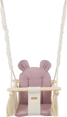 Produktbild von Kinderschaukel mit Baumwollpolsterung und Ohren creme-rosa