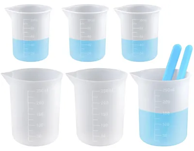 Silikon-Messbecher-Set, 6 Stück, 100/250 ml, transparent