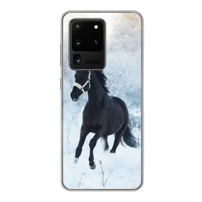 Produktbild von MuchoWow® Handyhülle Schutzhülle Hülle für Samsung Galaxy S20 Ultra Pferd - Schnee - Wald Silikon Softcase Handy Hülle - Karteninhaber