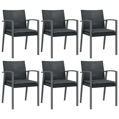 Obrázok produktu pre vidaXL Záhradné stoličky s vankúšom 6 ks čierne 56,5x57x83cm Poly ratan