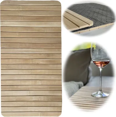 Produktbild von LS-LebenStil Holz Sofatablett Natur Braun 44x24cm flexibles Couchtablett Armlehnen Tablett Ablage Sofa Couch Flexablage