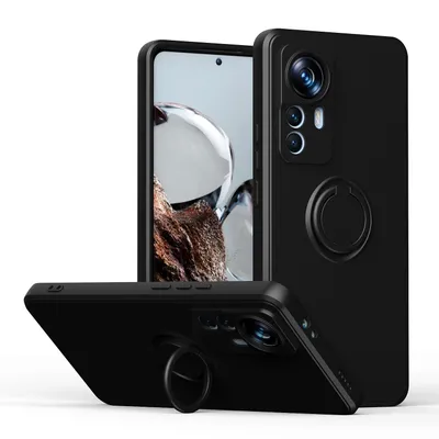 Obrázek produktu pro Xiaomi 12T Pro Pouzdro, s prstencovým držákem a stojánkem, odolné proti poškrábání, měkký silikon pouzdro pro Xiaomi 12T / Xiaomi 12T Pro černé