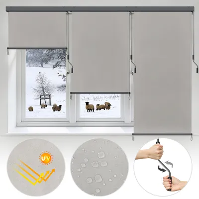 Obrázek produktu pro LZQ 250x160cm venkovní vertikální markýza Výsuvná vertikální markýza s ruční kličkou Sluneční clona Markýzy na ochranu soukromí Venkovní roleta, světle šedá