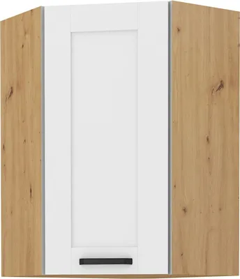 Image de Armoire d’angle haute LAILI – 60x60 cm, blanc / chêne artisan