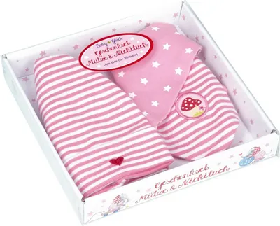 Produktbild von Coppenrath 13974 - Die Spiegelburg - Baby Glück - Geschenkset, Mütze & Nickituch, rosa