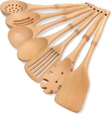 Produktbild von Holzlöffel-Set hitzebeständig 7-teilig Buche