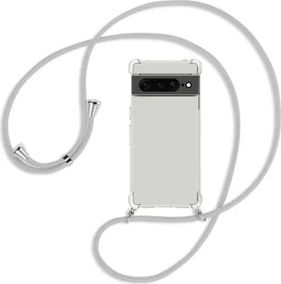 Produktbild von Handykette Backcover-Schutzhülle mit Band (Metall silberfarben) für Google Pixel 7 Pro - silbergrau