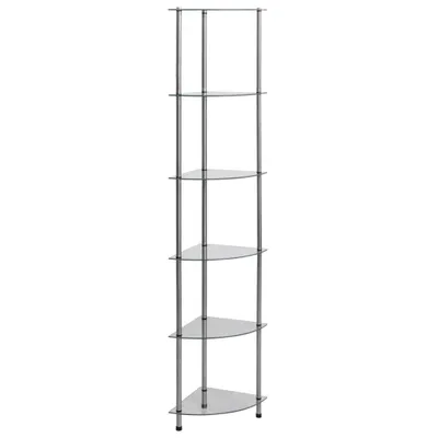 Obrázek produktu pro vidaXL Regál se 6 policemi Transparent 30x30x160 cm tvrzené sklo - Regál - Police - Vitríny - Vitríny