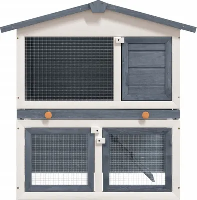 Image de vidaXL Clapier à lapins 3 portes Gris Bois